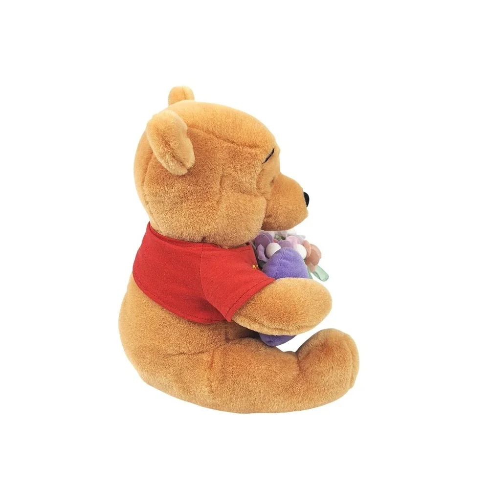 Disney Winnie the Pooh Plush Heart‎ and Flowers Bouquet Red Shirt Stuffed Animal